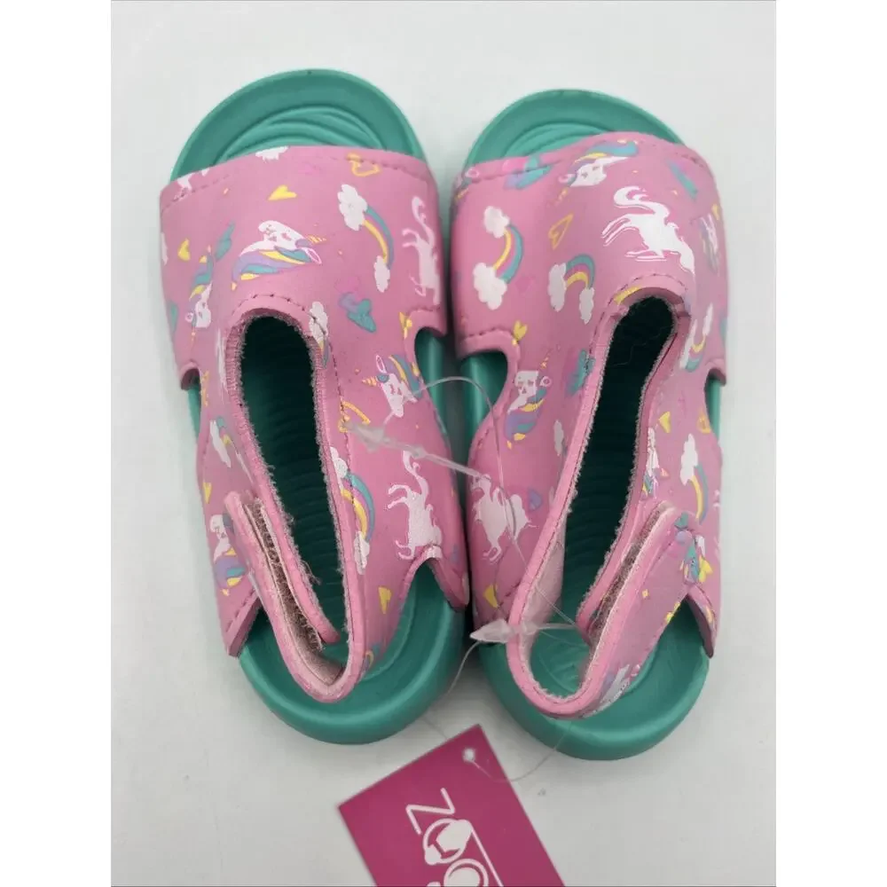 Zoogs Toddler Girls Water Sandals Size 6 Pink Teal Unicorn Beach Pool Summer NWT